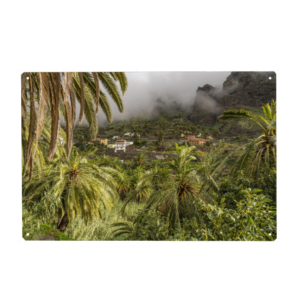 Holzbild "Valle Gran Rey, La Gomera" artboxONE - Natur,Reise - Valle gran rey,La gomera,Kanarische inseln,Spanien,Palmen,Landschaft