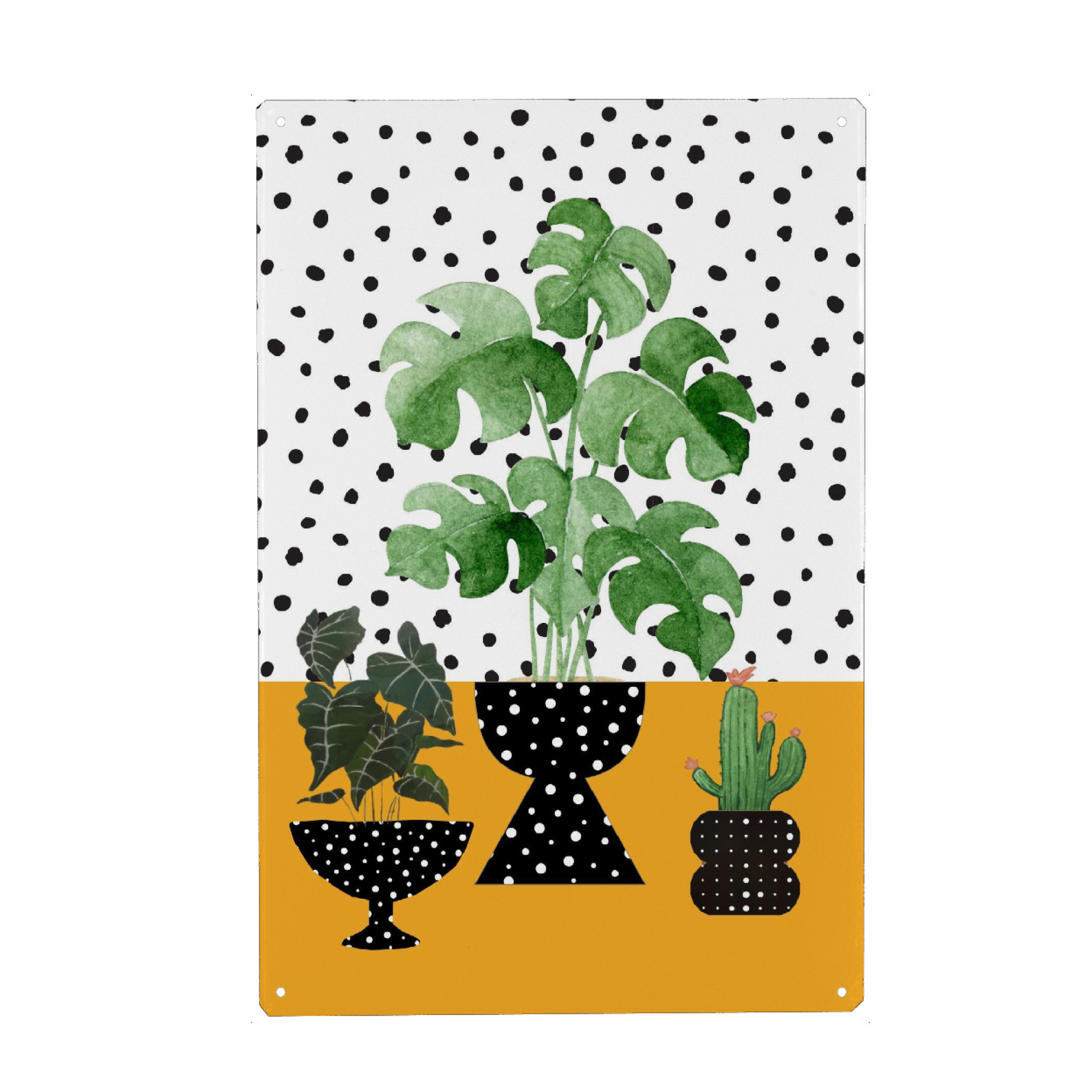 Metall Poster "Zimmerpflanze-Porträt" artboxONE - Natur,Floral - Zimmerpflanzen,Polkadots,Bestseller,Kunstwerke,Monstera,Botanisch,Geschenk,Porträts