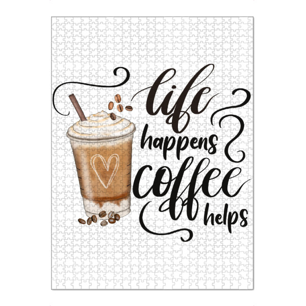 Puzzle Ravensburger "Life Happens Coffee Helps Art" artboxONE - Typografie,Essen & Trinken,Buchstaben,Festivals,Lustig