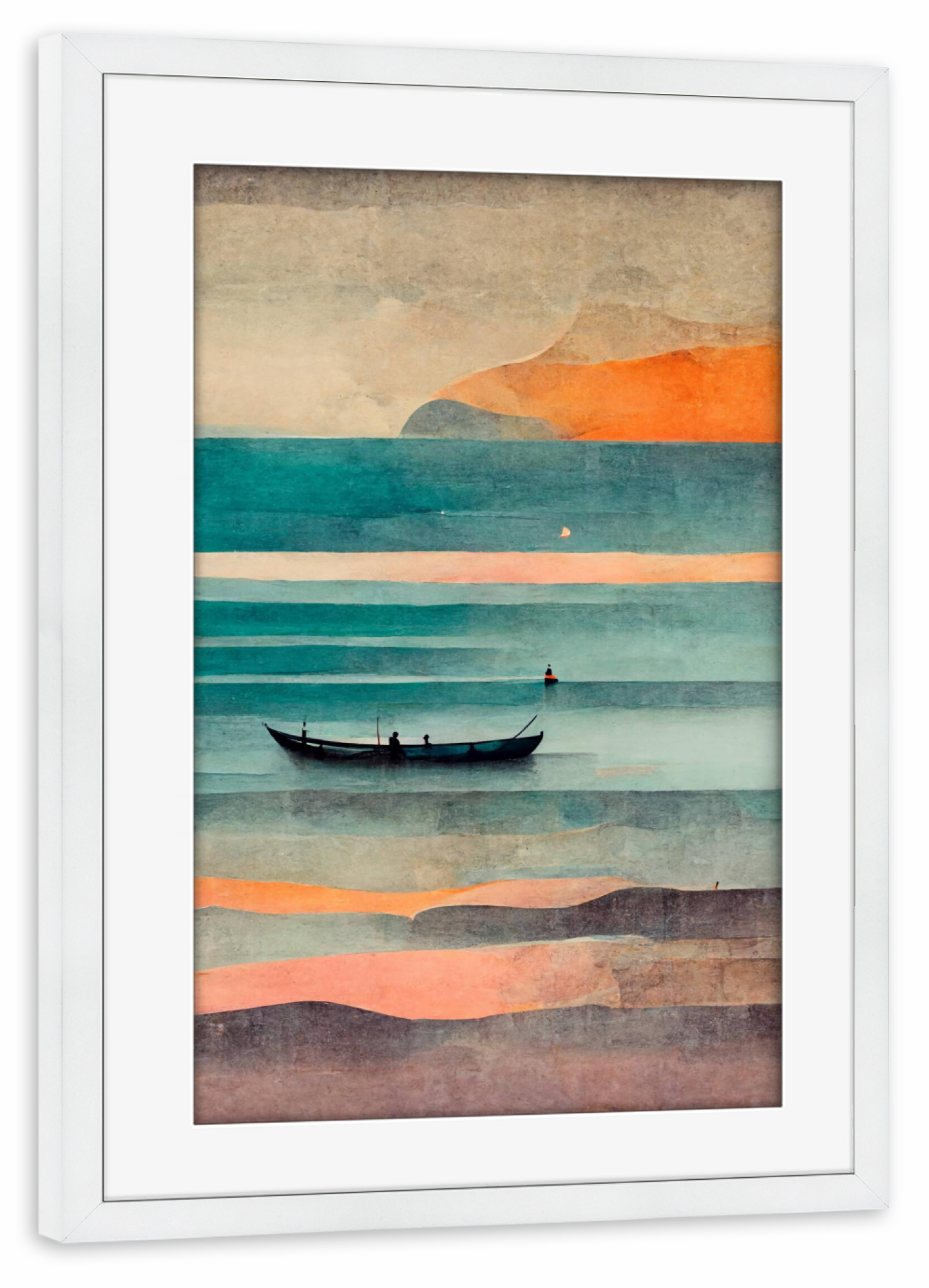 Poster mit Rahmen weiß "Thailand-Fischerboot" artboxONE - Natur,Reise,Reise / Strand und Meer,Reise / Asien,Buchstaben / T
