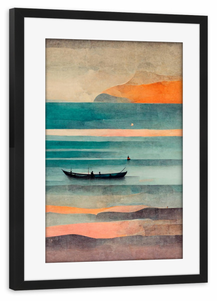 Poster mit Rahmen schwarz "Thailand-Fischerboot" artboxONE - Natur,Reise,Reise / Strand und Meer,Reise / Asien,Buchstaben / T