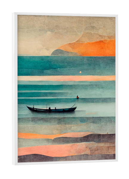 Poster mit weißem Rahmen "Thailand-Fischerboot" artboxONE - Natur,Reise,Reise / Strand und Meer,Reise / Asien,Buchstaben / T