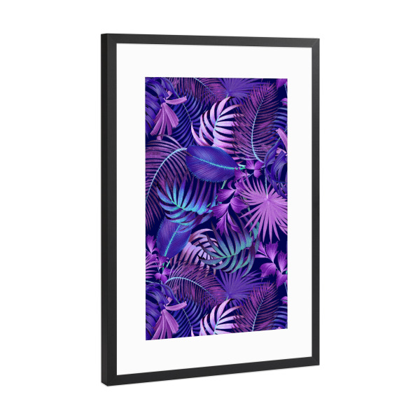 Poster mit Rahmen Schwarz (Metallic) "Tropisches Blattmuster" artboxONE - Natur,Floral