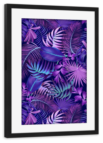 Poster mit Rahmen schwarz "Tropisches Blattmuster" artboxONE - Natur,Floral