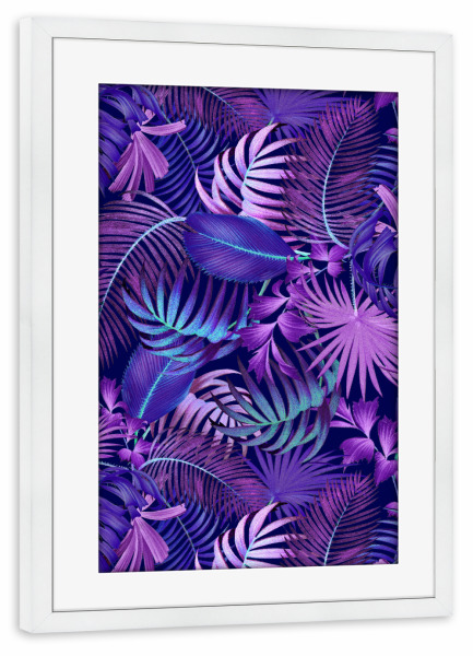 Poster mit Rahmen weiß "Tropisches Blattmuster" artboxONE - Natur,Floral