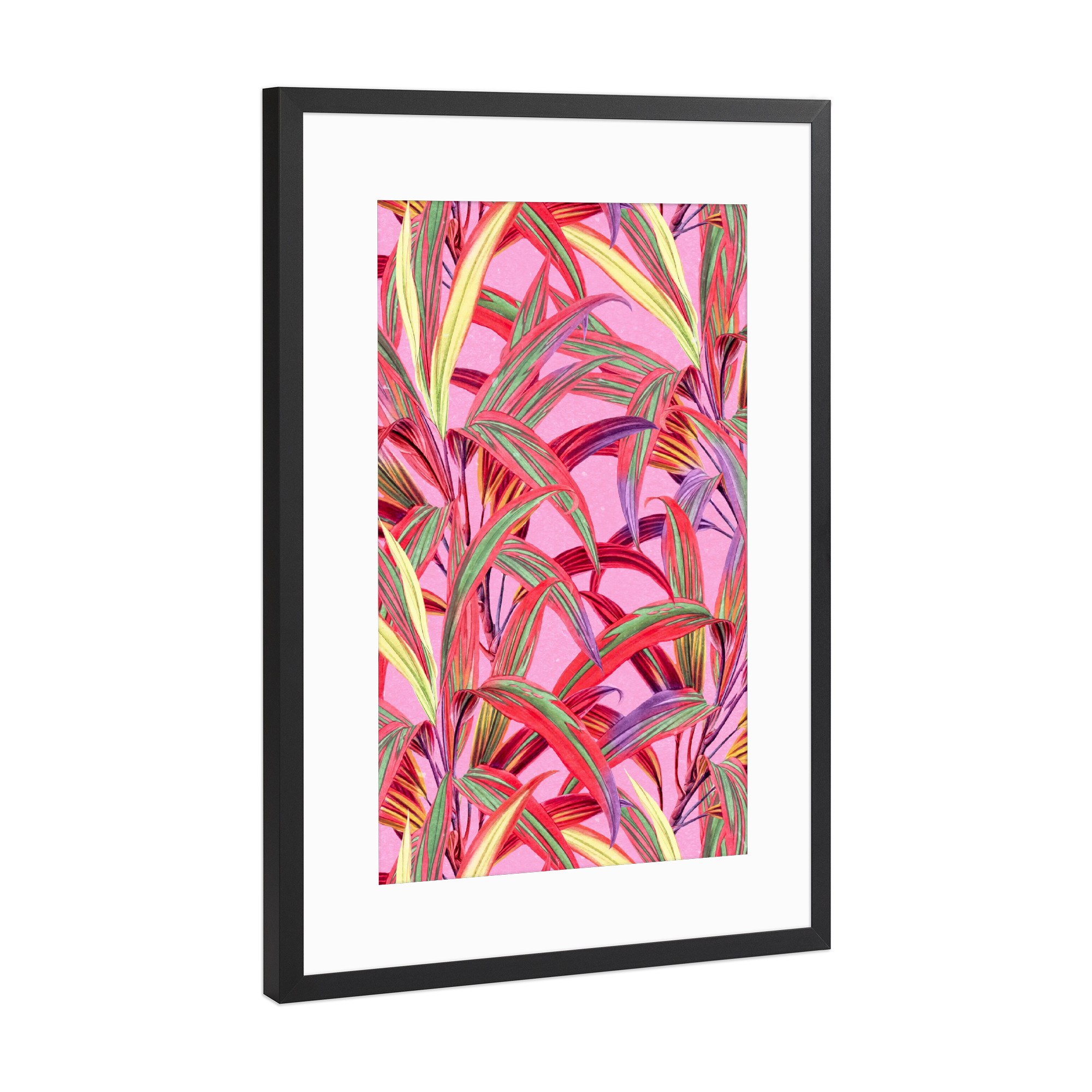 Poster mit Rahmen Schwarz (Metallic) "Tropisches Rosa" artboxONE - Natur,Floral,Liebe