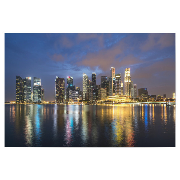 Poster 30x20 cm "Singapur Skyline bei Nacht" artboxONE - Architektur,Städte / Singapur