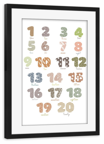 Poster mit Rahmen schwarz "Pädagogisches Portrait 1 bis 20" artboxONE - Für Kinder
