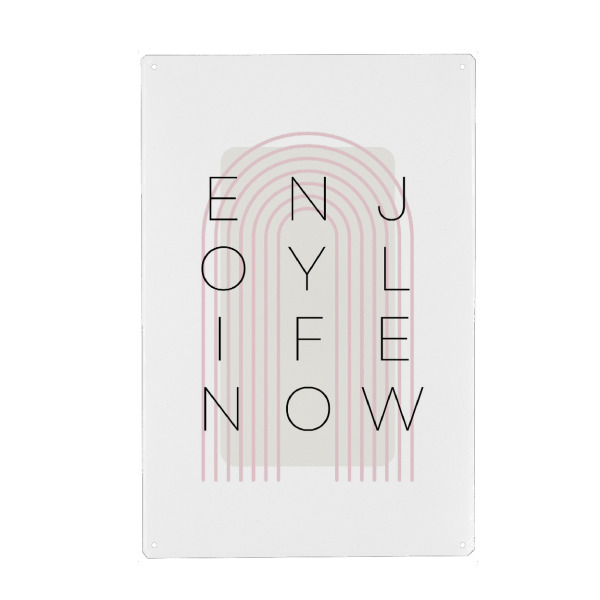 Holzbild "Enjoy life now - pink" artboxONE - Typografie - Lebensmotto,Modern,Motivation,Motto,Schrift,Spruch,Text,Design,Weisheit,Glücklich,Sprüche