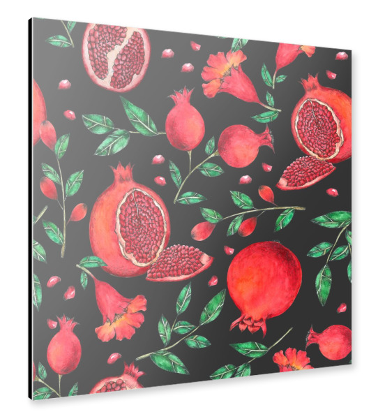 Alu-Dibond "Kissenbezug mit Granatapfel" 30x30 cm artboxONE