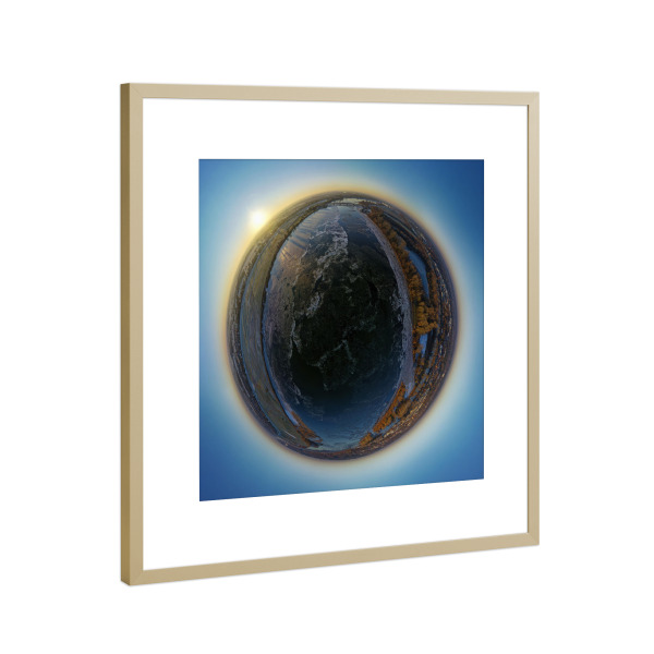 Poster mit Rahmen Gold "Winter-Elbe Geesthacht aus 100m" artboxONE - Städte,Natur,Reise,Reise / Länder,Städte / Weitere