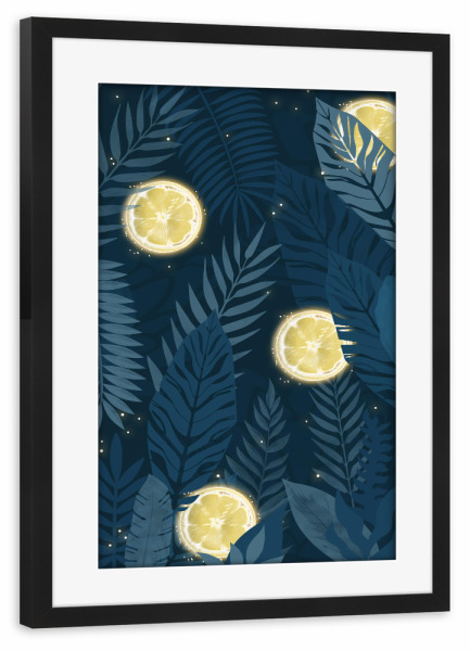 Poster mit Rahmen schwarz "Nacht Zitrone" artboxONE - Natur,Floral,Abstrakt