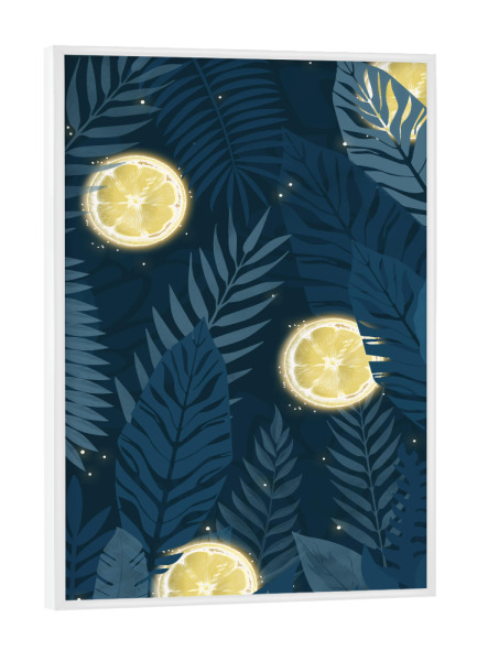 Poster mit weißem Rahmen "Nacht Zitrone" artboxONE - Natur,Floral,Abstrakt
