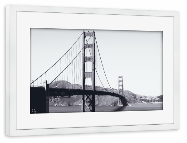 Poster mit Rahmen weiß "Die Goldenes Tor Brücke" artboxONE - Reise,Schwarzweiß,Reise / Strand und Meer,Reise / Länder,Städte / San Francisco