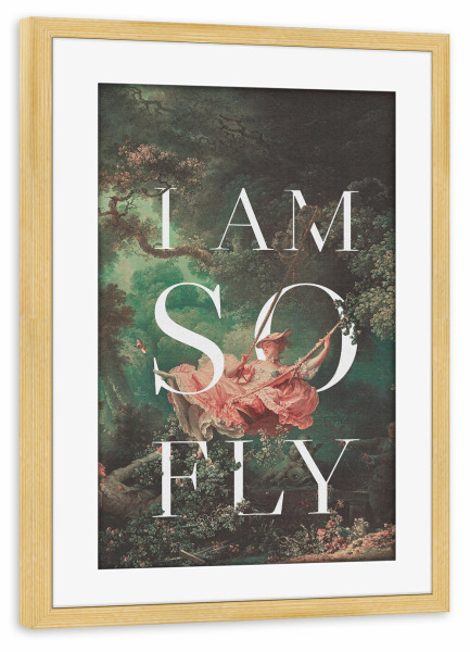 Poster mit Rahmen kiefer "Ich bin so fliegen" artboxONE - Menschen,Lustig