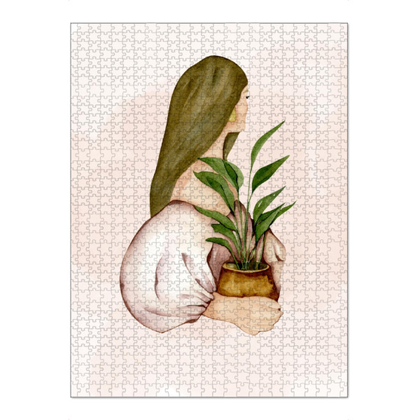 Puzzle Ravensburger "Aquarellmalerei einer Frau" artboxONE - Floral,Menschen,Liebe