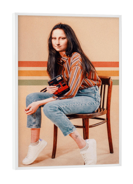 Poster mit weißem Rahmen "Retro-Mona" artboxONE - Menschen,Lustig