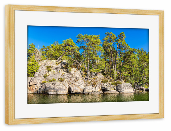 Poster mit Rahmen kiefer "Ostsee, Felsen, Bäume" artboxONE - Natur,Reise,Reise / Strand und Meer,Reise / Länder