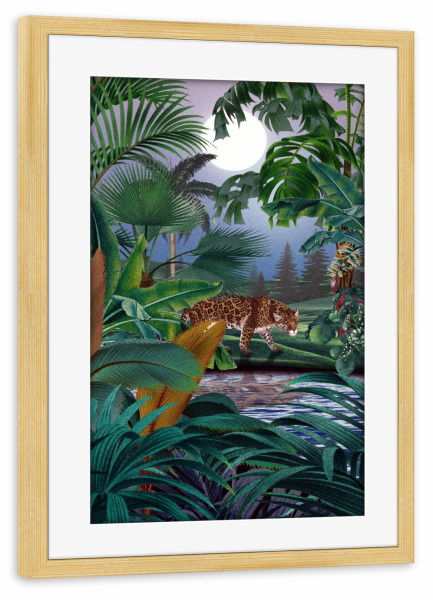 Poster mit Rahmen kiefer "Leoparden-Dschungel" artboxONE - Natur,Floral,Tiere
