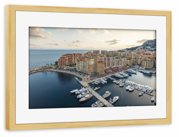 Poster mit Rahmen kiefer "Distrikt Fontvieille" artboxONE - Städte,Reise,Architektur,Reise / Strand und Meer,Reise / Länder