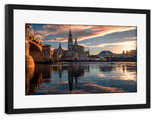 Poster mit Rahmen schwarz "Elbblick Dresden" artboxONE - Reise,Architektur,Städte / Dresden
