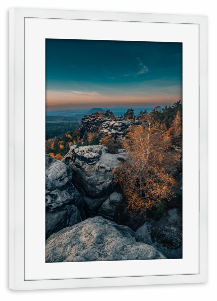Poster mit Rahmen weiß "Gohrisch, Elbsandsteingebirge" artboxONE - Natur,Reise