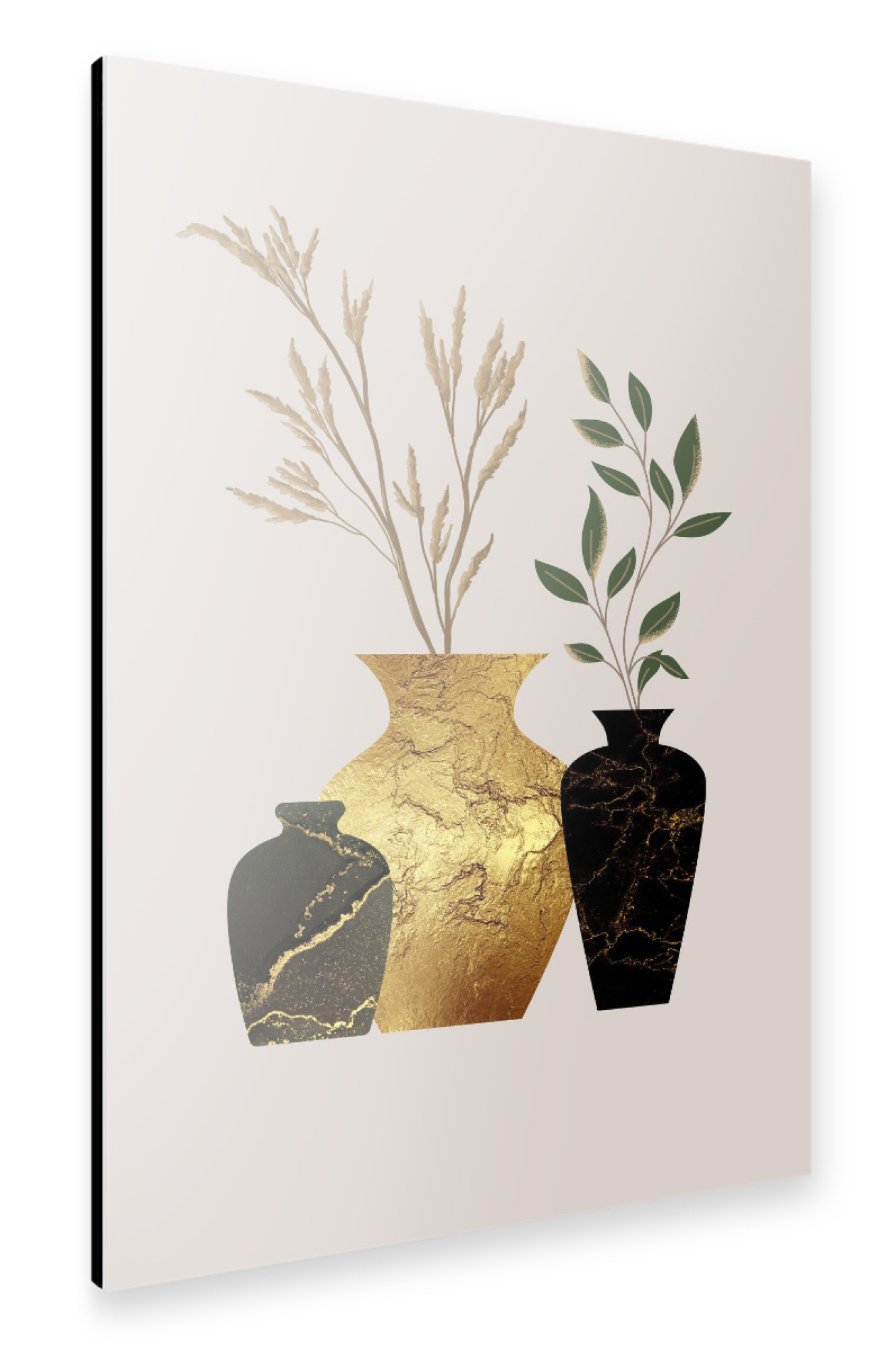 Alu-Dibond "Vase in Gold und Schwarz" 75x50 cm artboxONE