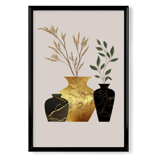 Vase in Gold und Schwarz