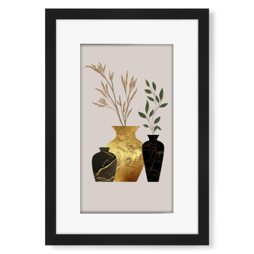 Vase in Gold und Schwarz