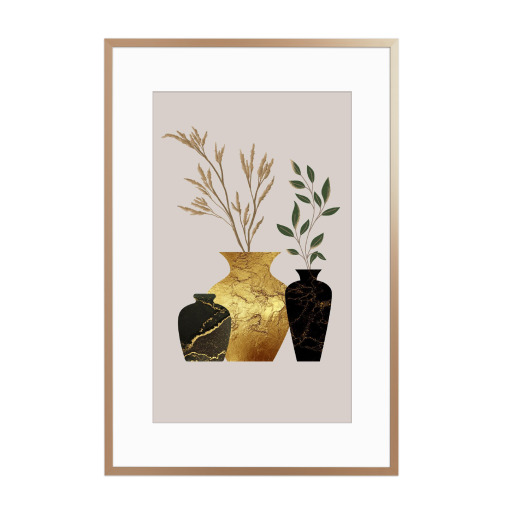 Vase in Gold und Schwarz