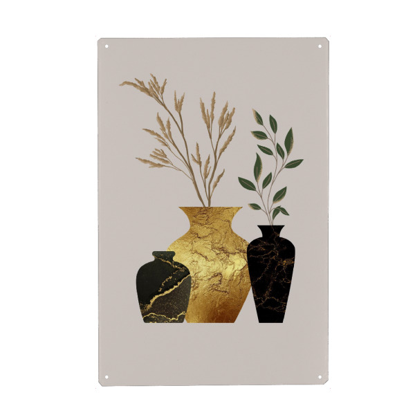 Metall Poster "Vase in Gold und Schwarz" artboxONE - Natur,Floral,Abstrakt