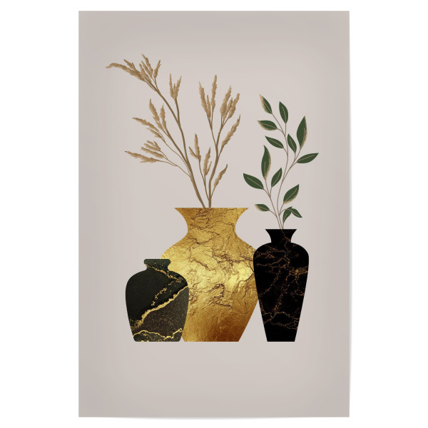 Poster 30x20 cm "Vase in Gold und Schwarz" artboxONE - Natur,Floral,Abstrakt