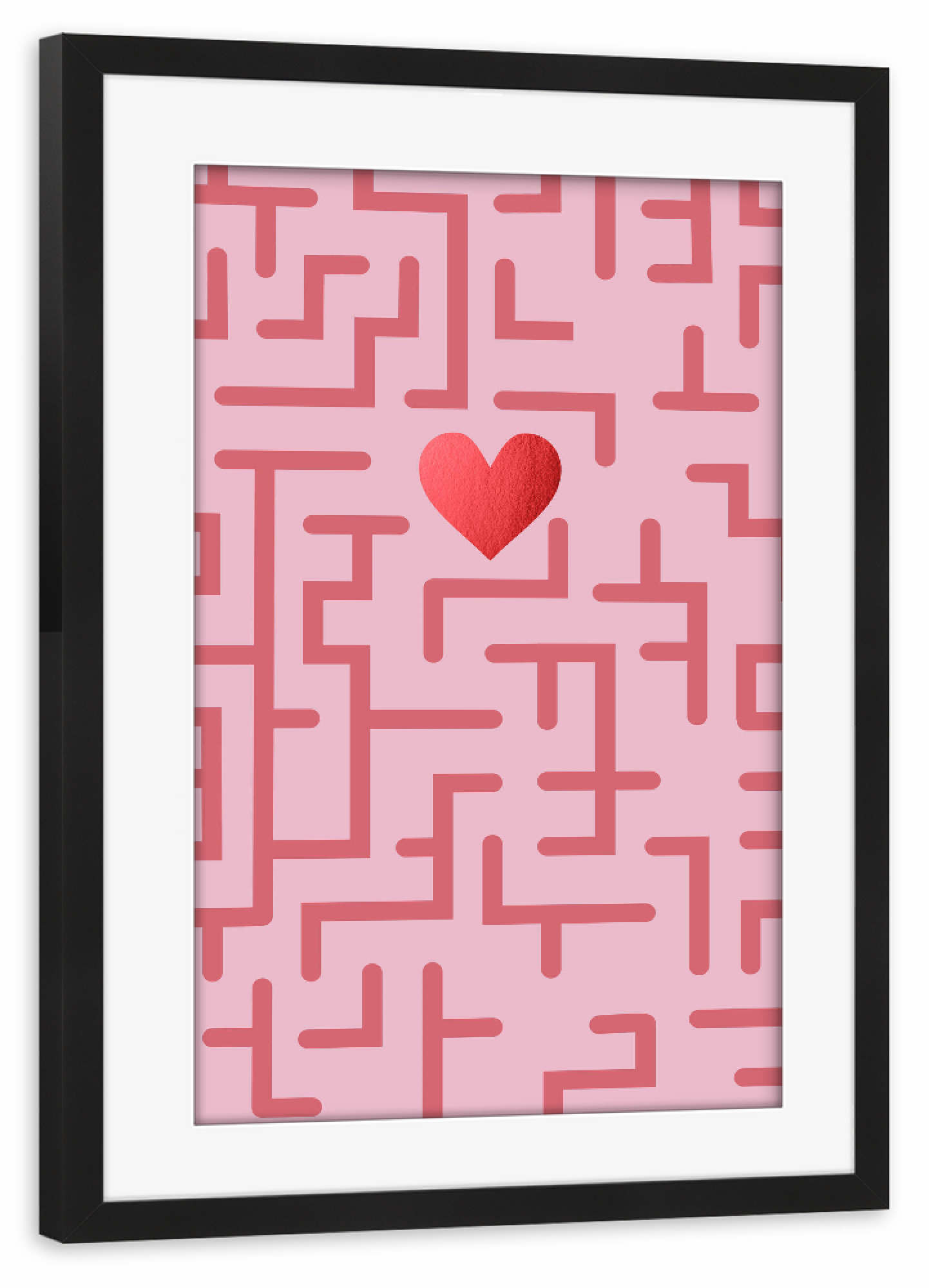 Poster mit Rahmen schwarz "Erstaunliche Liebe" artboxONE - Liebe - Liebe,Labyrinth,Rosa,Spiel,Valentinstag,Geschenk,Bester freund,Bae,Herz