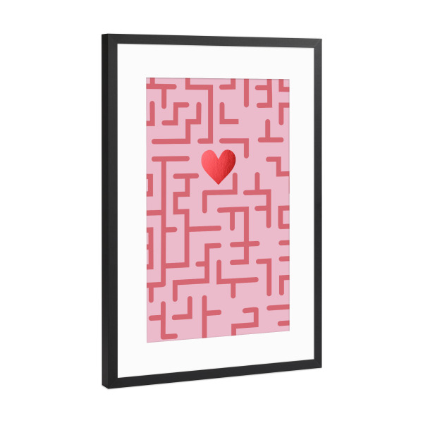 Poster mit Rahmen Schwarz (Metallic) "Erstaunliche Liebe" artboxONE - Liebe - Liebe,Labyrinth,Rosa,Spiel,Valentinstag,Geschenk,Bester freund,Bae,Herz