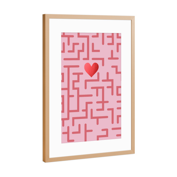 Poster mit Rahmen Kupfer "Erstaunliche Liebe" artboxONE - Liebe - Liebe,Labyrinth,Rosa,Spiel,Valentinstag,Geschenk,Bester freund,Bae,Herz
