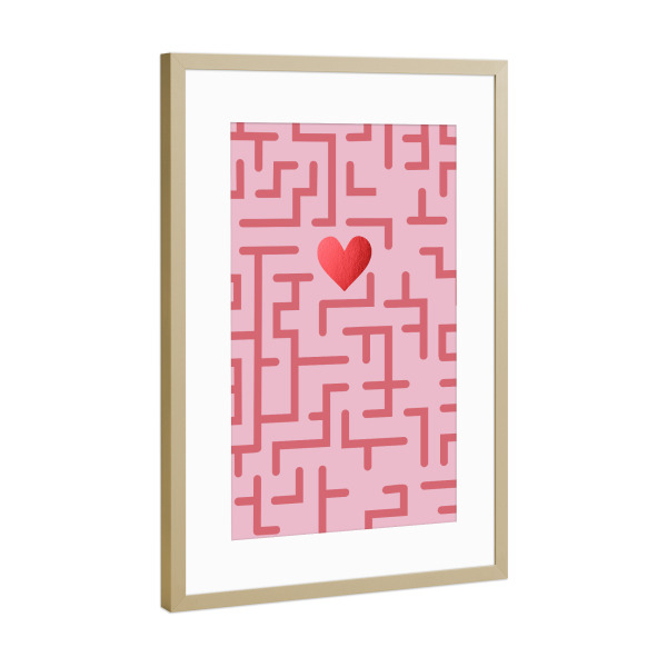 Poster mit Rahmen Gold "Erstaunliche Liebe" artboxONE - Liebe - Liebe,Labyrinth,Rosa,Spiel,Valentinstag,Geschenk,Bester freund,Bae,Herz