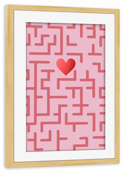 Poster mit Rahmen kiefer "Erstaunliche Liebe" artboxONE - Liebe - Liebe,Labyrinth,Rosa,Spiel,Valentinstag,Geschenk,Bester freund,Bae,Herz