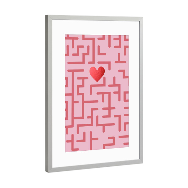 Poster mit Rahmen Silber "Erstaunliche Liebe" artboxONE - Liebe - Liebe,Labyrinth,Rosa,Spiel,Valentinstag,Geschenk,Bester freund,Bae,Herz