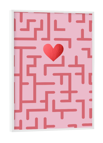 Poster mit weißem Rahmen "Erstaunliche Liebe" artboxONE - Liebe - Liebe,Labyrinth,Rosa,Spiel,Valentinstag,Geschenk,Bester freund,Bae,Herz