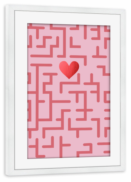 Poster mit Rahmen weiß "Erstaunliche Liebe" artboxONE - Liebe - Liebe,Labyrinth,Rosa,Spiel,Valentinstag,Geschenk,Bester freund,Bae,Herz