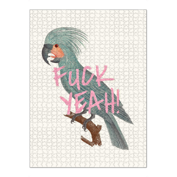 Puzzle Ravensburger "Fuck Yeah" artboxONE - Tiere,Lustig - Bird,Jonas loose,Pop art,Modern art,Contemporary art,Funny,Humor,Vintage,Retro,Papagei