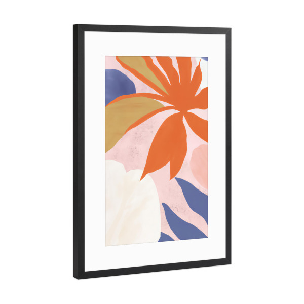 Poster mit Rahmen Schwarz (Metallic) "Tropische Blätter - Mid Century" artboxONE - Natur,Abstrakt