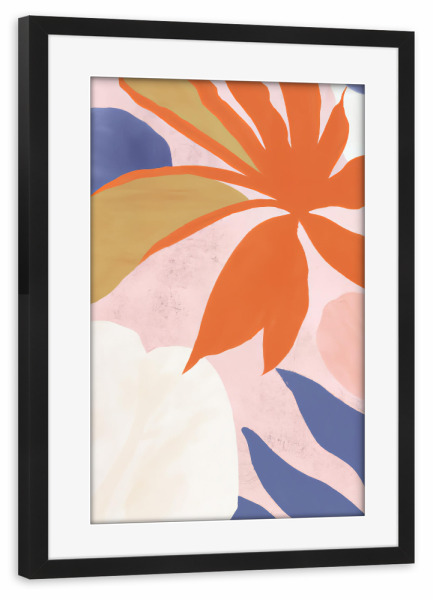Poster mit Rahmen schwarz "Tropische Blätter - Mid Century" artboxONE - Natur,Abstrakt