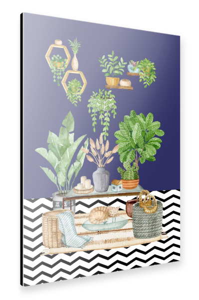 Alu-Dibond "Aquarell-Zimmerpflanze" 30x20 cm artboxONE