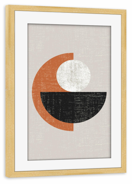 Poster mit Rahmen kiefer "Abstrakte Halbkreis moderne Kunst" artboxONE - Abstrakt,Architektur,Geometrie