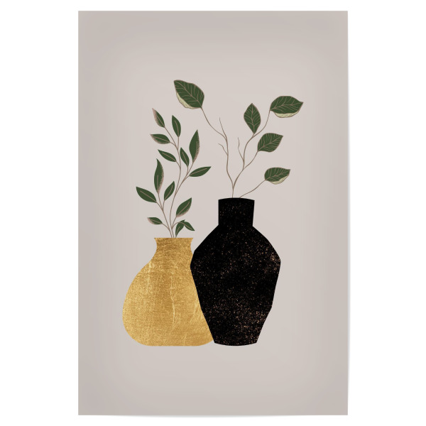 Poster 30x20 cm "Golden Vase and Botanics" artboxONE - Natur,Floral,Abstrakt