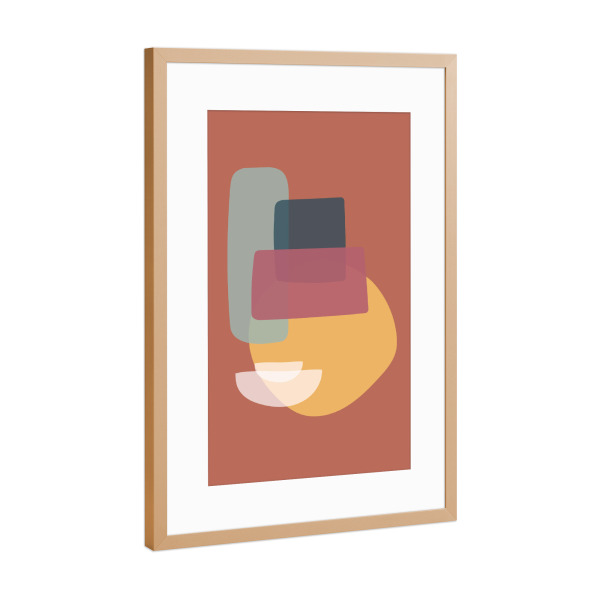 Poster mit Rahmen Kupfer "Lebendige Zusammenfassung" artboxONE - Abstrakt,Geometrie - Abstrakt,Scandi-design,Formen,Bunt,Geometrie