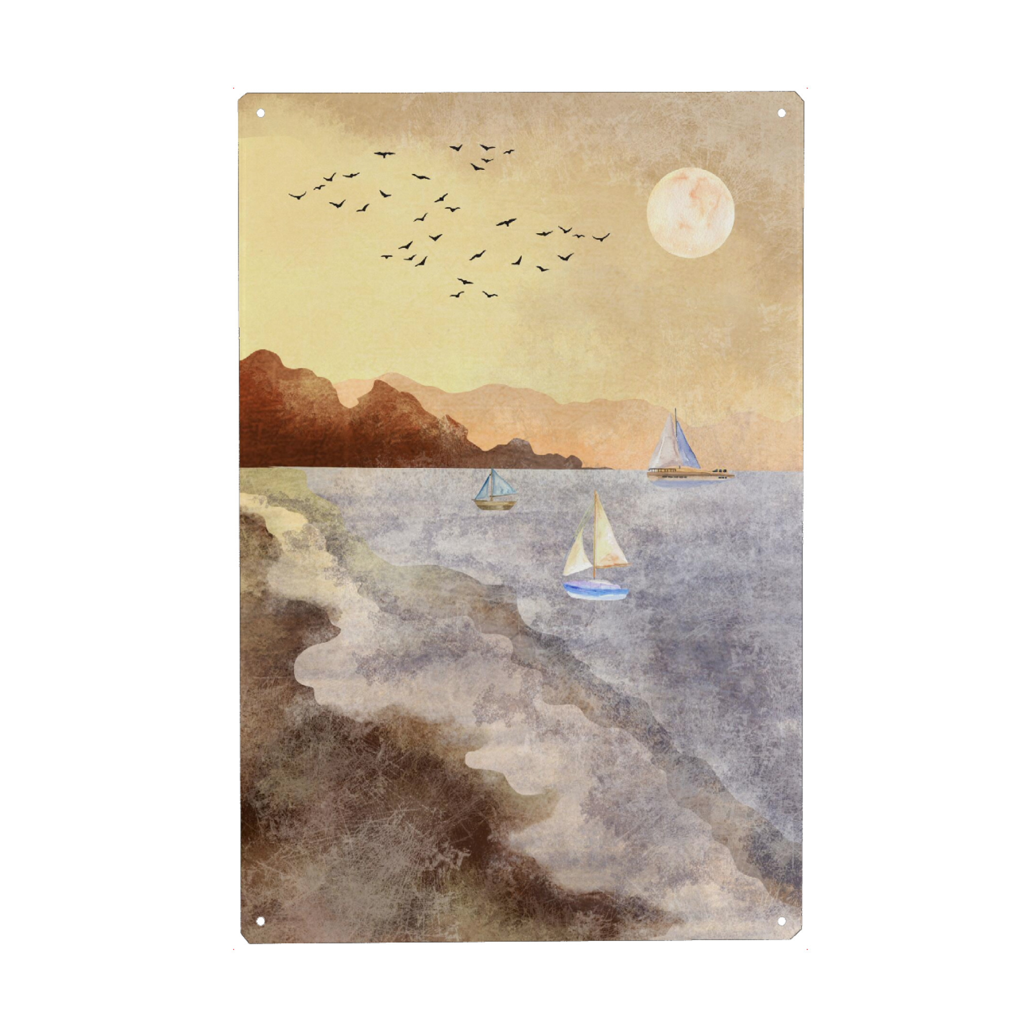 Metall Poster "Aquarell Ozean" artboxONE - Natur,Abstrakt