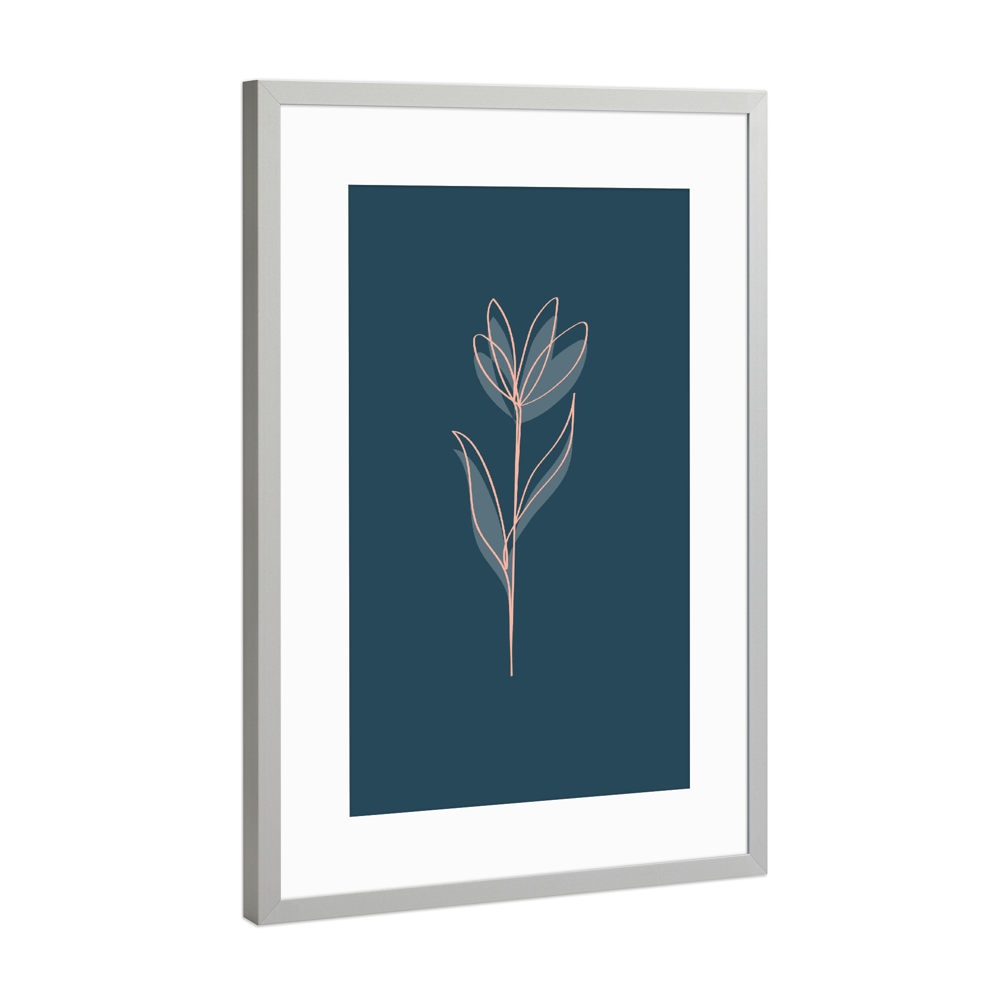 Poster mit Rahmen Silber "Lass es Blühen" artboxONE - Natur,Floral,Abstrakt - Blumen,Abstrakt,Scandi-design,Strichzeichnung,Floral