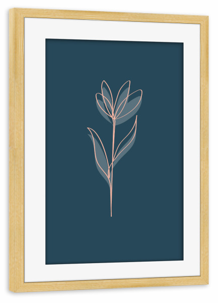 Poster mit Rahmen kiefer "Lass es Blühen" artboxONE - Natur,Floral,Abstrakt - Blumen,Abstrakt,Scandi-design,Strichzeichnung,Floral